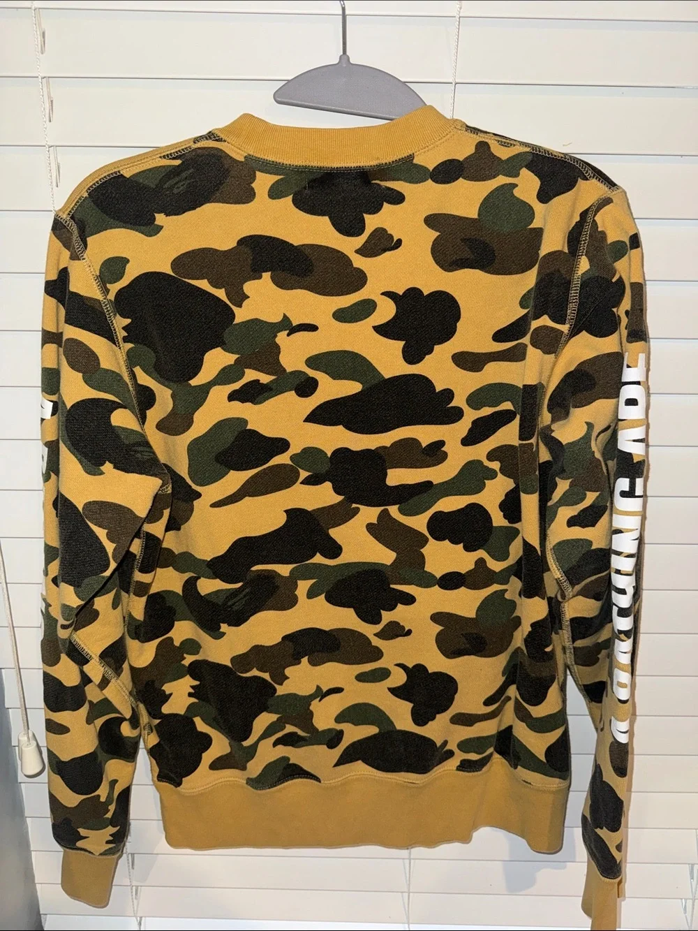 BAPE Men's Camel Green Camo Crewneck Sweatshirt